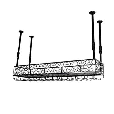 Imagem de APUM Suporte de vinho com moldura de vidro de metal para vinho, altura ajustável, suporte multifuncional para copos de vinho, adequado para restaurantes, KTV, bares