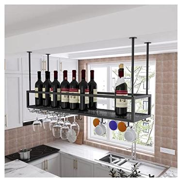 Imagem de APUM Suporte suspenso para copos de vinho, altura ajustável, suporte de garrafa de vinho, decoração de loft, para cozinha, bares