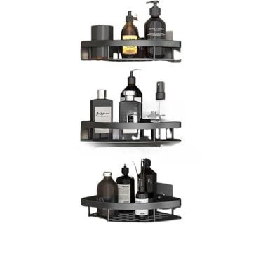 Imagem de Suportes De Parede Para Casa De Banho, Prateleiras Adesivas E AcessóRios(KIT 3-Preto-triângulo)