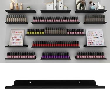 Imagem de uhyOHF Prateleira de esmalte para parede, organizador de esmalte de metal, suporte de parede, organizador de armazenamento de perfume de batom para nail techs (preto-35 cm (13 3/4
