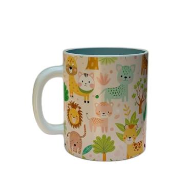 Imagem de Caneca Xícara de Café Porcelana 300ml Com Desenho de Animais Rosa