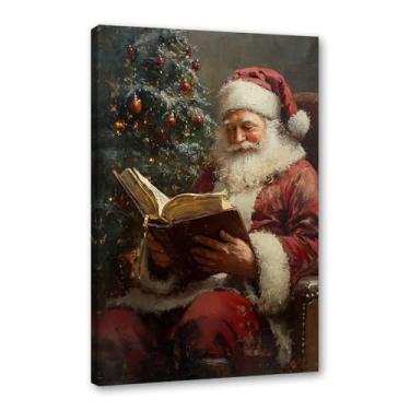 Imagem de Vintage Natal Papai Noel árvore de Natal boneco de neve impressões pintura em tela cenário de inverno imagens de arte de parede para sala de estar decoração de casa (SKU5,27.9x35.6 cm = (28x35 cm