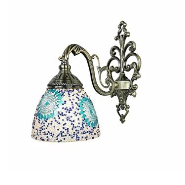 Imagem de Arandela de parede marroquina mediterrânea com mosaico turco, luminária de parede boêmia para cabeceira, ideal para sala de estar, quarto, corredor, varanda, café ou bar.