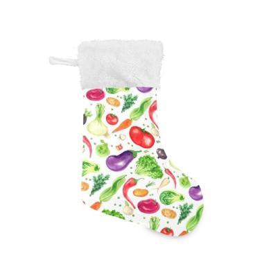 Imagem de xigua Meia de Natal com legumes, colorida, personalizada, grande, doces, presente pendurado, meias de Natal, decoração para decoração de festa de férias em família, lareira