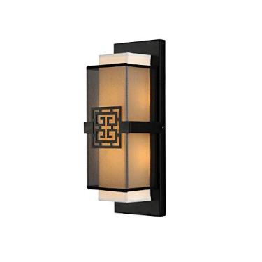 Imagem de Luminária de parede tradicional com LED, estilo chinês, com design diferenciado, ideal para sala de estar, quarto, cabeceira, corredor, hotel e clube (Cor: Preto)