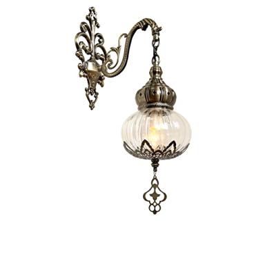 Imagem de Arandela de parede turca criativa marroquina, luminária de parede boêmia de vidro transparente para cabeceira, ideal para sala de estar, quarto, corredor, varanda, café ou bar.
