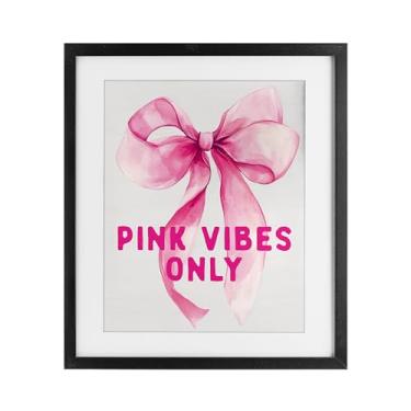 Imagem de Stupell Industries Girly Pink Vibes Only Impressão emoldurada preta sob vidro, design por Lettered and Lined, 16 x 13