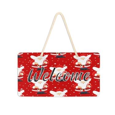 Imagem de Burbuja Placa de boas-vindas de Papai Noel para porta da frente, placa de boas-vindas de PVC para decoração de férias, 15 x 28 cm