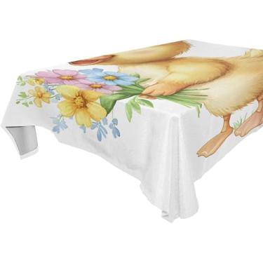 Imagem de Burbuja Linda toalha de mesa de flores de pato, toalha de mesa retangular, anti-rugas, grossa para decoração de jantar, cozinha, festa, 137 x 183 cm