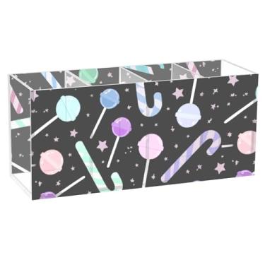 Imagem de Burbuja Porta-canetas de acrílico Candy Cane, 4 compartimentos, suporte de lápis transparente para pincéis de maquiagem fixos, acessórios de mesa de escritório em casa