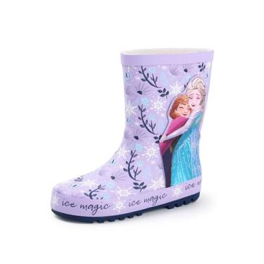 Imagem de Disney Botas femininas Frozen Purple Anna & Elsa Storm | Botas de chuva impermeáveis para brincadeiras ao ar livre em produtos para clima úmido