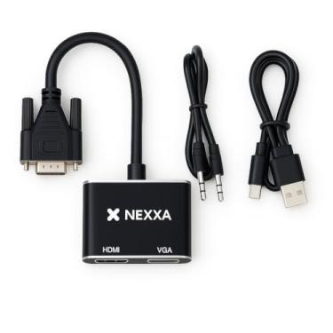 Imagem de Adaptador VGA para HDMI + VGA – Conversor com Saída HDMI 1080p, Saída VGA e Áudio P2, Energia USB, Compatível com Notebook, PC, Monitor e Projetor