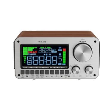 Imagem de SUNGOOYUE Rádios Portáteis Am Fm, Rádio Inteligente Multibanda Bluetooth de Madeira Com Alto-falantes Duplos Reprodução de Cartão Tf Despertador para Fm Am Sw Air Bands Quarto de (Repetidor de sinal