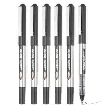 Imagem de PATIKIL Caneta esferográfica de tinta líquida preta, 6 peças de grande capacidade de secagem rápida de 0,5 mm canetas de ponta fina, para escritório, arte, artesanato, scrapbooks, desenho, diário