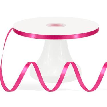 Imagem de Apeseek 120 metros fita rosa choque 1/4 polegada, fita de cetim para embrulho de presente, artesanato, buquê de flores, casamento, chá de bebê, cabelo, Natal, Halloween, cartões de convite