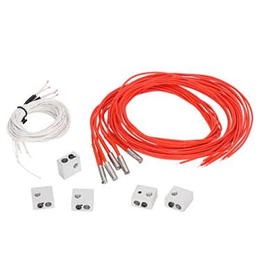 Imagem de Acouto 5 Conjuntos de Peças Hotend para Impressora 3D MK7 MK8 Com Bloco de Aquecimento de Aço Inoxidável 304, Termistor 100K e Aquecedor de Cartucho de Fiação de 1m 24V 40W