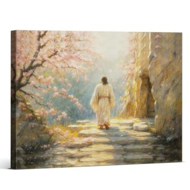 Imagem de Impressão de arte de parede em tela Jesus Cristo Resurrected, Religious He Is Risen, imagem cristã de Páscoa, decoração de parede para casa, sala de estar, igreja, 20 x 25 cm