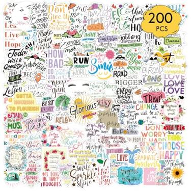 Imagem de Pacote de 200 peças de adesivos positivos e citações — Adesivos de vinil motivacionais à prova d'água para garrafas de água, copos Stanley, Hydro Flasks, laptops, computadores, quadros de visão
