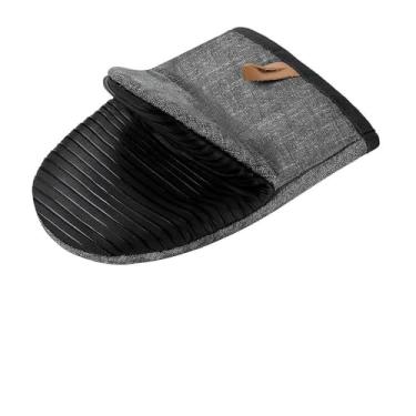 Imagem de Luva Térmica Antiderrapante de Silicone e Algodão, Cinza, Resistente ao Calor, para Cozinhar e Assar