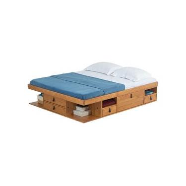 Imagem de Cama Queen Size Com Gavetas Bali - Nozes - Meu Móvel de Madeira Marrom