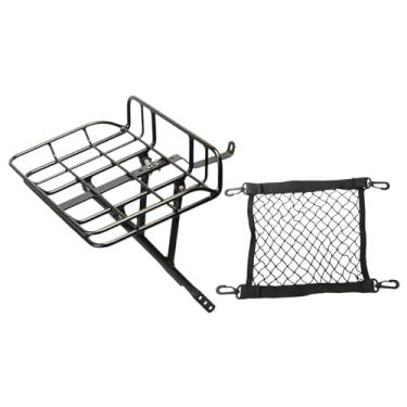 Imagem de Dynwave Organizador de carga frontal para bicicleta, premium, fácil de instalar, conveniente, prático, cesto para bicicleta em liga de alumínio, Versão Curta Preta