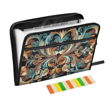 Imagem de Pasta de documentos mandala floral A4 pastas sanfonadas tamanho carta com bolsa frontal para lápis