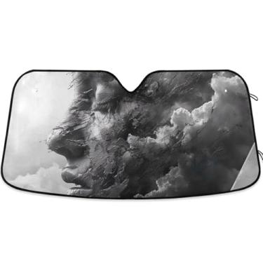 Imagem de Pintura de perfil de arte moderna guarda-sóis de carro para para-brisa persianas dobráveis personalizadas para janelas frontais floral automotivo L, 144,8 cm x 80 cm