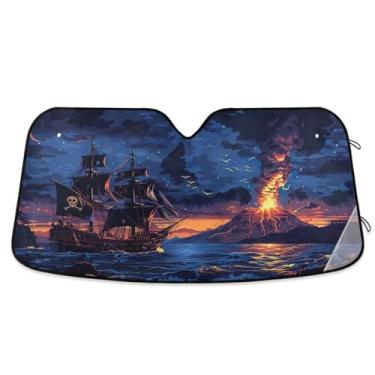 Imagem de Para-brisa dianteiro do vulcão do navio pirata proteção UV janela dianteira do carro pequeno