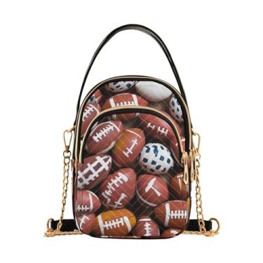 Imagem de Bolsa tiracolo vintage limões com borboletas, bolsas de ombro femininas, bolsas transversais modernas para mulheres, Bolas de futebol americano - 2, One Size