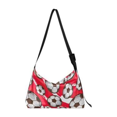 Imagem de GAIGEO Bolsa de ombro de couro para futebol e futebol, bolsas de ombro femininas, bolsa transversal grande, Futebol e futebol, One Size