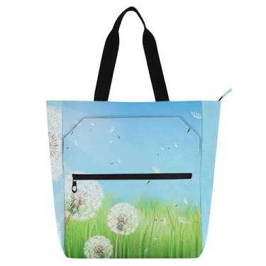 Imagem de GAIGEO Linda bolsa de trabalho de dente-de-leão de primavera para mulheres, bolsas de tecido de lona, faculdade, escola, professor, presente para amantes de livros