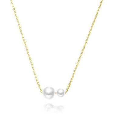 Imagem de StyleJella Colares de pérolas delicados banhados a ouro 14K para mulheres, simples, em camadas, dourado, para mulheres, na moda, colares de joias de aniversário de casamento, Latão, Sem Pedra Preciosa