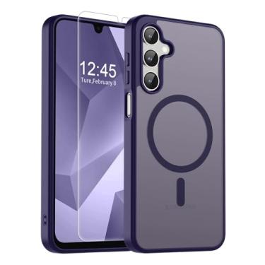 Imagem de SUPFINE Capa magnética para Samsung Galaxy A16 5G com protetor de tela, (compatível com MagSafe) (proteção contra quedas de grau militar) capa de telefone fina translúcida à prova de choque, roxo