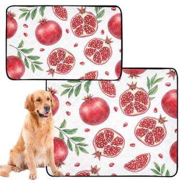 Imagem de Almofadas de xixi para animais de estimação em aquarela, romã, à prova d'água, para cães, tapete de cercadinho para animais de estimação, reutilizável, à prova de vazamento, para cães, médio + grande