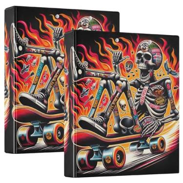 Imagem de Fichários legais com estampa de skate, 3 cm, 3 anéis, 200 folhas, 3 pastas de anéis, 31,5 x 27 x 6 cm, 1 pacote