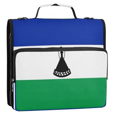 Imagem de Fichários com zíper com bandeira do Lesoto, portfólio de fichários, fichário organizador escolar