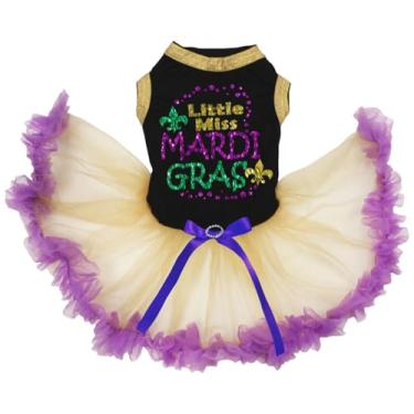 Imagem de Petitebella Vestido para cachorrinho Little Miss Mardi Gras (preto/dourado roxo, PP)