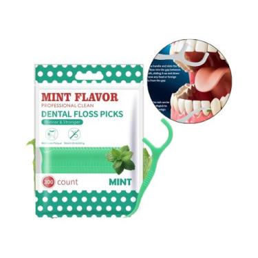 Imagem de Palitos De Fio Dental Com Sabor De Menta Para Saúde Bucal Diária E Lim