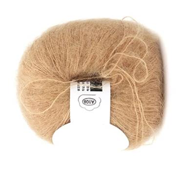 Imagem de Generic Fio angorá de Malha Mohair Macio para Tecer Lenços, Suéteres e Chapéus, lã Mohair Quente de Em Várias Cores, Lavável à Mão para Entusiastas de tricô (18 cáqui)