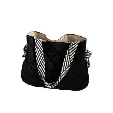 Imagem de RYZGOJV Sacola grande de lona de algodão super forte, bolsa de pano reutilizável para compras de supermercado, bolsa leve para mulheres - preta