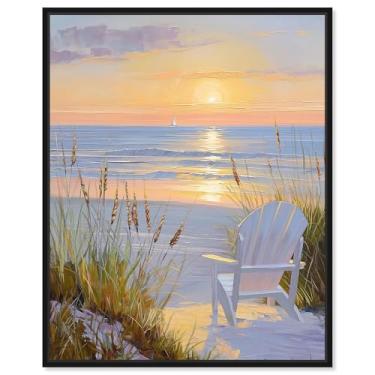 Imagem de Art Remedy Restful Horizon Canvas Vivid Coastal Art, Moldura preta, 40,6 cm x 50,8 cm
