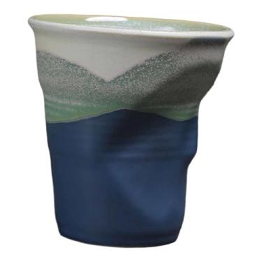 Imagem de Baoblaze Caneca de café de cerâmica criativa com pregas, xícara de porcelana moderna para casa, xícara de chá de 250ml para fazenda, hotel, Ano e Natal, Azul