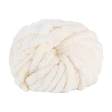 Imagem de Vaveren Fio de lã grosso e macio de 2 cm para tricô manual, ideal para almofadas, camas, cercas, travesseiros, tecelagem e suéteres, Branco