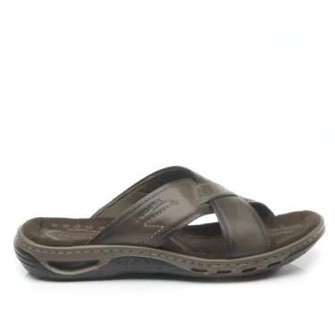 Imagem de Chinelo Masculino Pegada Slide Couro Armortech Cravo Conforto, Cravo, 