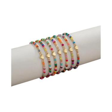 Imagem de Conjunto De Pulseiras De Contas De Arroz Coloridas Para Mulheres Com P