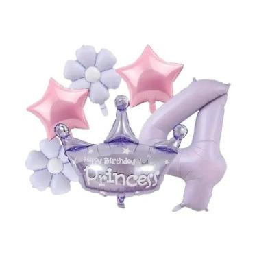 Imagem de Coroa De Princesa Roxa 40in Balão Digital De Folha Matte Daisy Para De