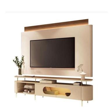 Imagem de Rack Bancada ária Com Painel Suspenso Nobre Castanho Off White - Hb Mó