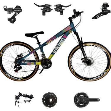 Imagem de Bicicleta 26 VikingX T25 24v Freeride SHIMANO K7 Indexado Pneu Slick Fino Fx Amarela1.50-Unissex