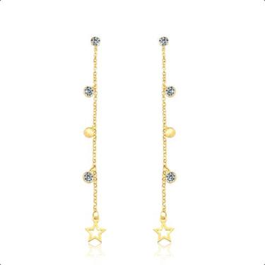 Imagem de Brinco Ouro 18k Com Zircônias E Estrela - S.Demór Jóias