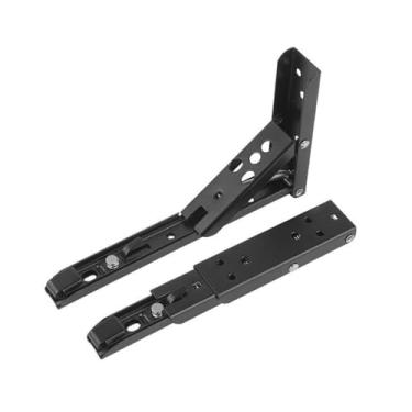 Imagem de Kit Suportes Mão Francesa Retrátil Dobrável Cantoneiras Mesa Balcão(Preto 2 PC,25CM)